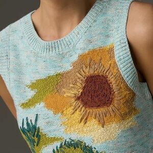 Anthropologie Pilcro Crewneck Sunflower Sweater Vest
